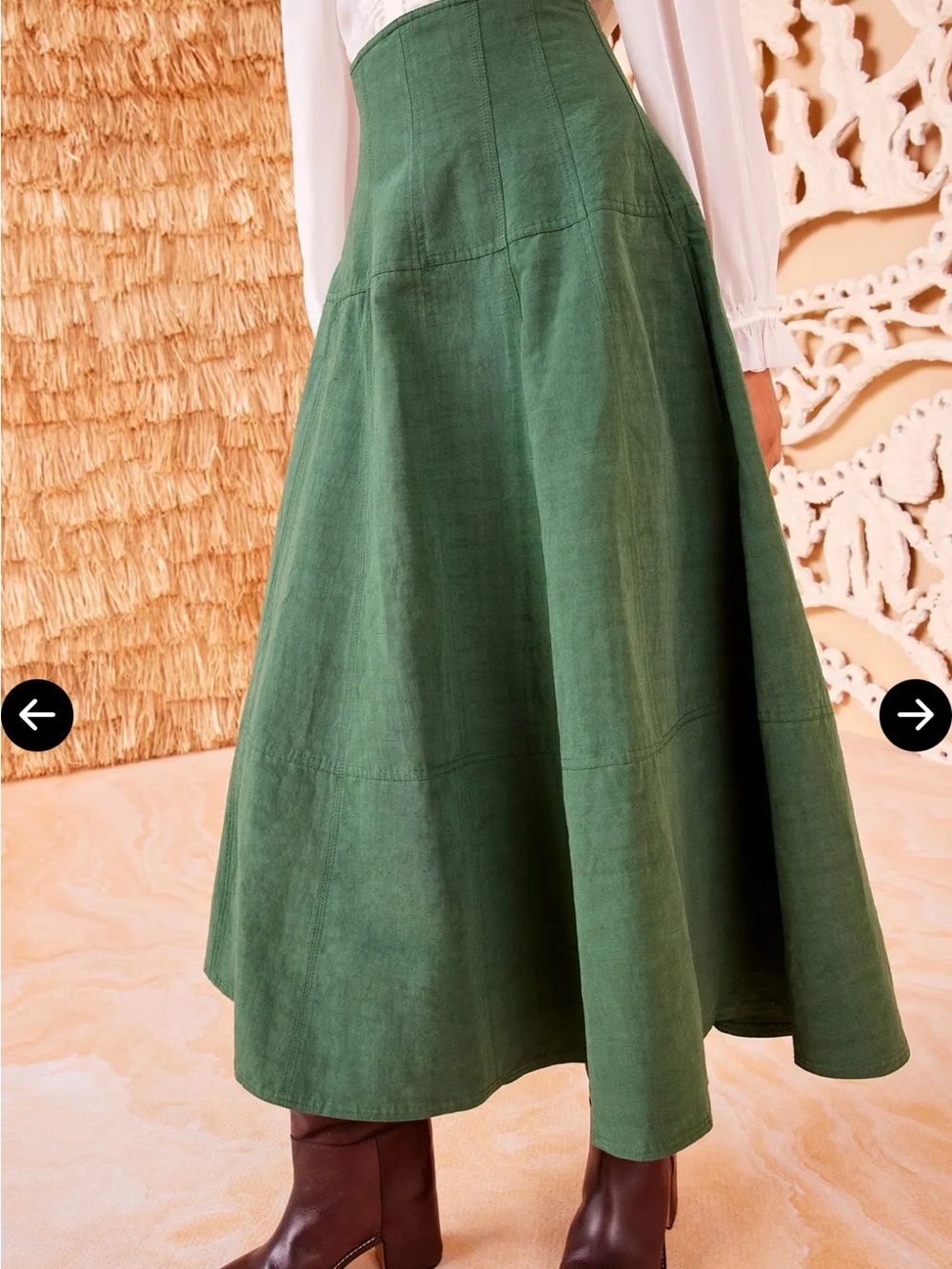 Ulla Johnson Francesca A Line Midi Skirt Spruce Green sz 10